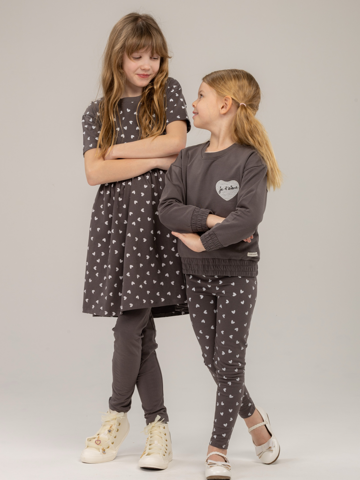 Paris Grey Hearts | Rövid ujjú lányka ruha