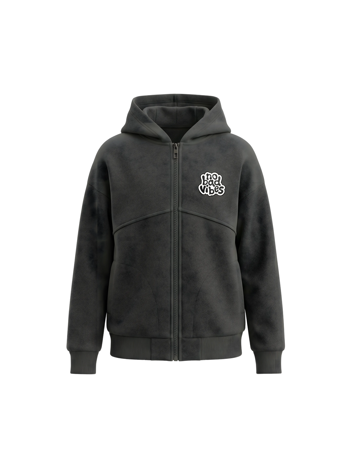 Grey No Bad Vibes | Kapucnis dzseki fiúknak - oversized szabás