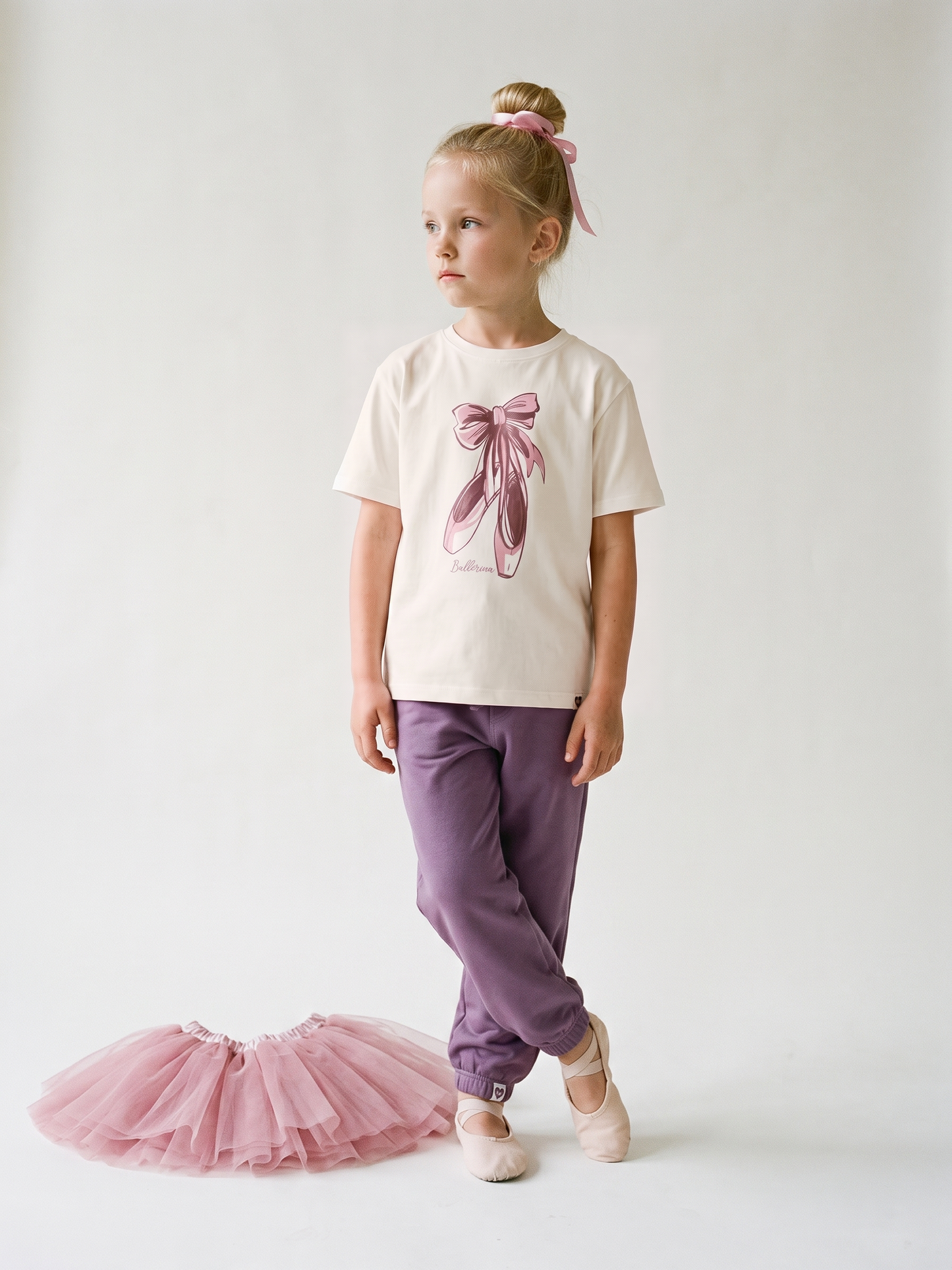 White Ballerina | Rövid ujjú póló lányoknak - laza szabás