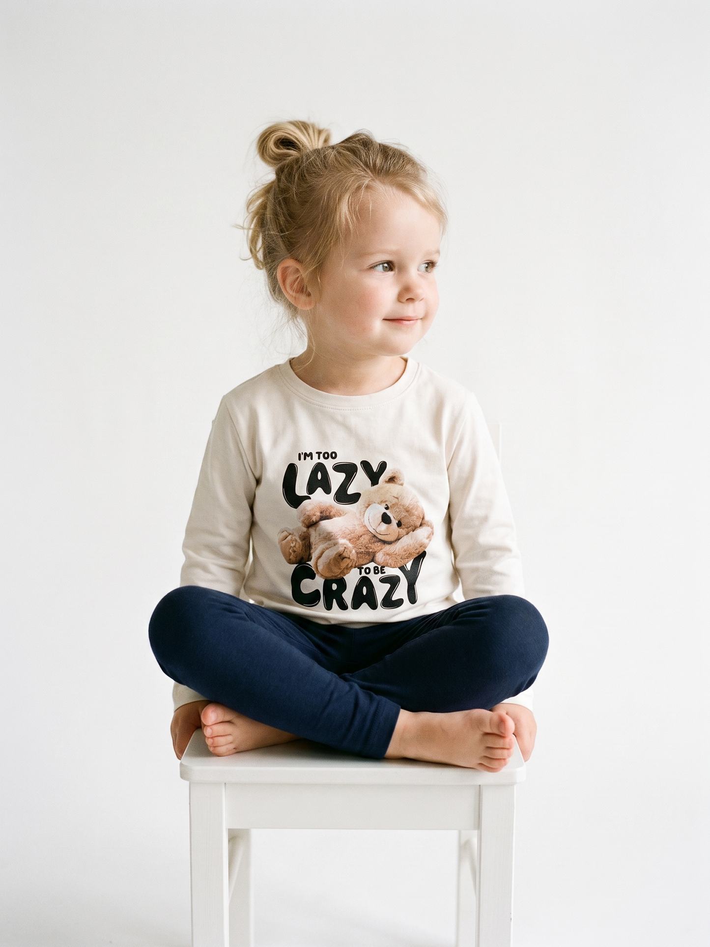 White Lazy Teddy | Póló lányoknak - laza szabás