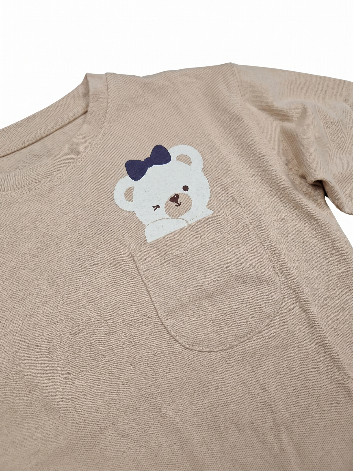 Beige Pocket Teddy | Póló lányoknak - laza szabás