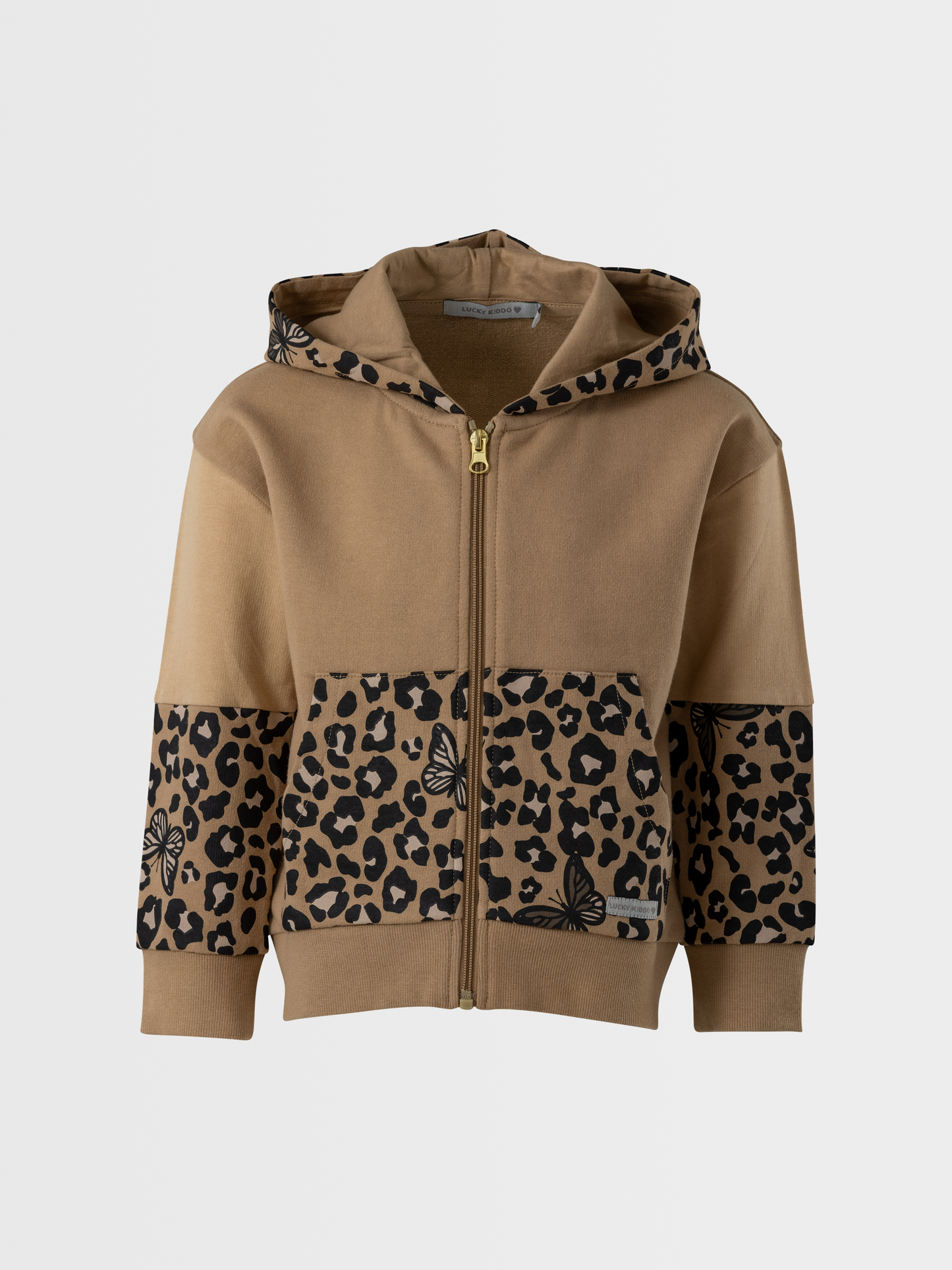 Wild Beige | Cipzáras kapucnis pulóver lányoknak