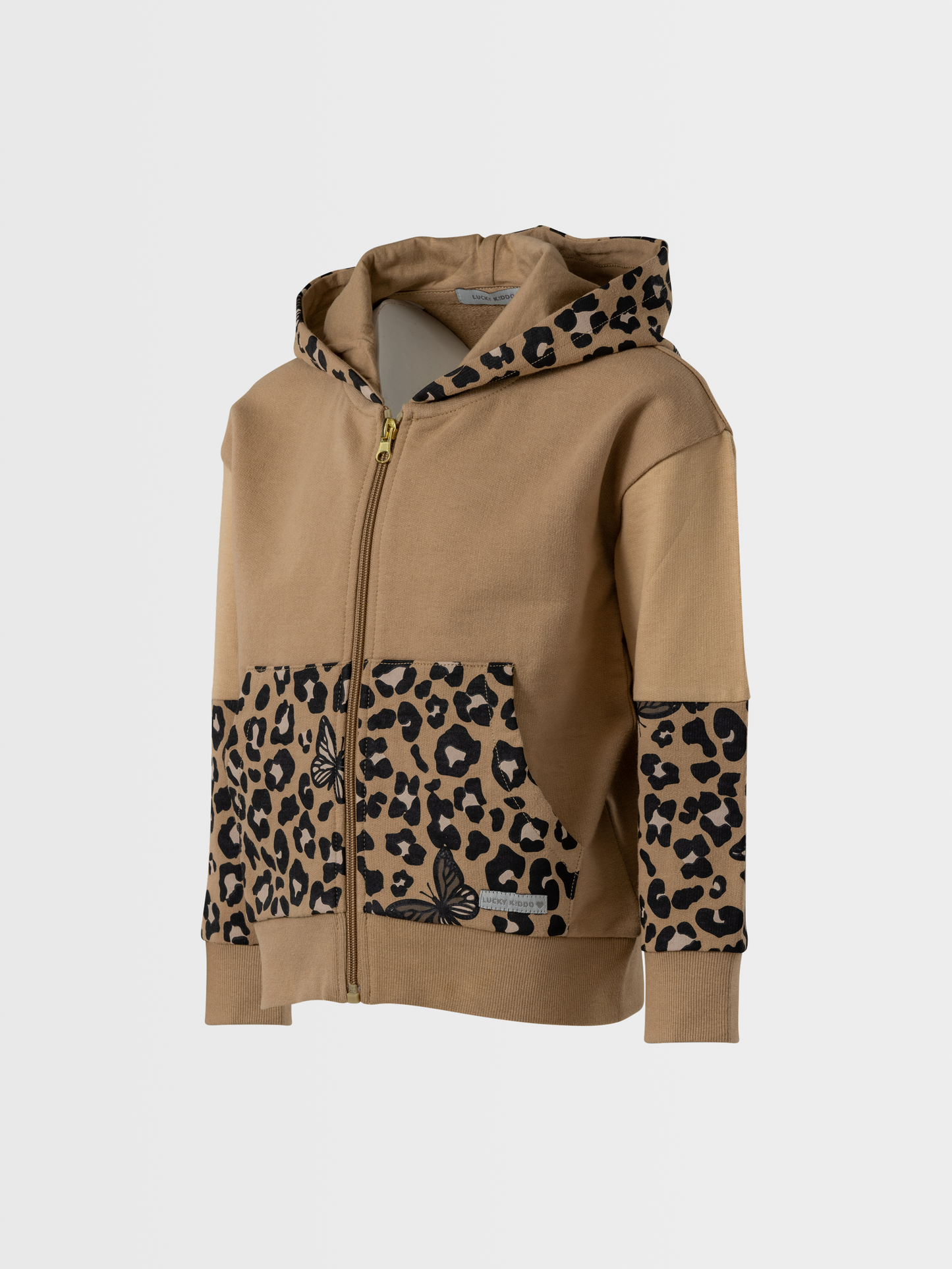 Wild Beige | Cipzáras kapucnis pulóver lányoknak