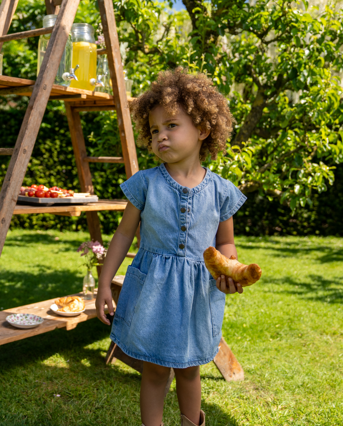 Denim Delight | Rövid ujjú farmer ruha lányoknak