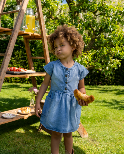 Denim Delight | Rövid ujjú farmer ruha lányoknak