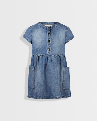 Denim Delight | Rövid ujjú farmer ruha lányoknak