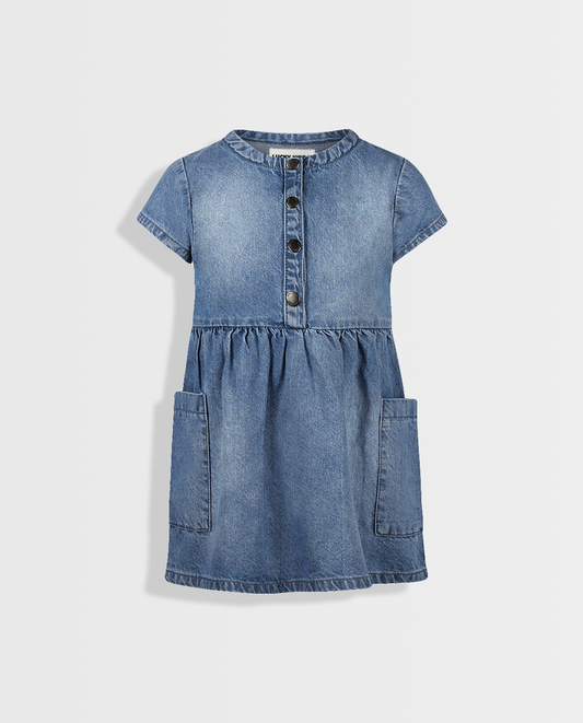 Denim Delight | Rövid ujjú farmer ruha lányoknak