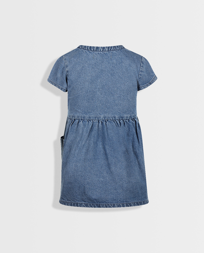 Denim Delight | Rövid ujjú farmer ruha lányoknak