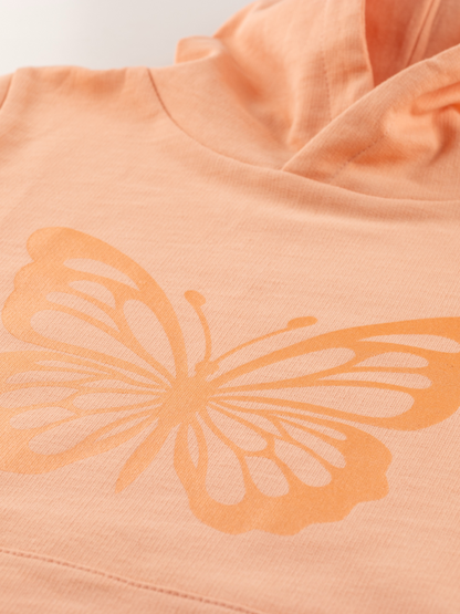 Coral Butterfly | Lányka hosszú hoodie