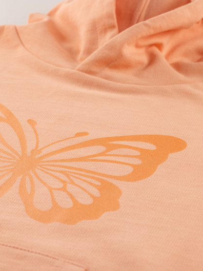 Coral Butterfly | Lányka hosszú hoodie