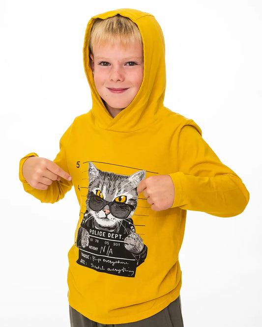 Fiú kapucnis póló Bad Cat