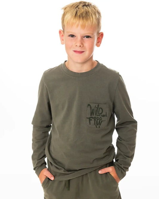 Fiú póló Pocket Olive