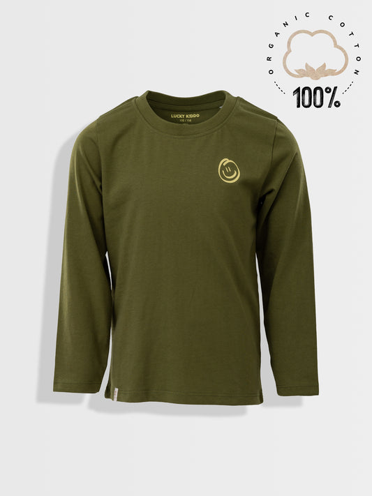 Fiú hosszú ujjú Dark Green Smiley