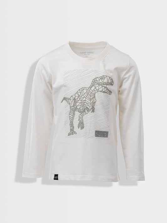 Fiú hosszú ujjú póló Star White Dino
