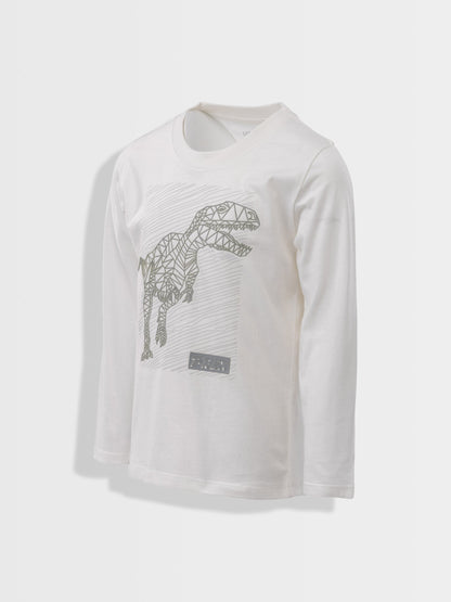 Fiú hosszú ujjú póló Star White Dino