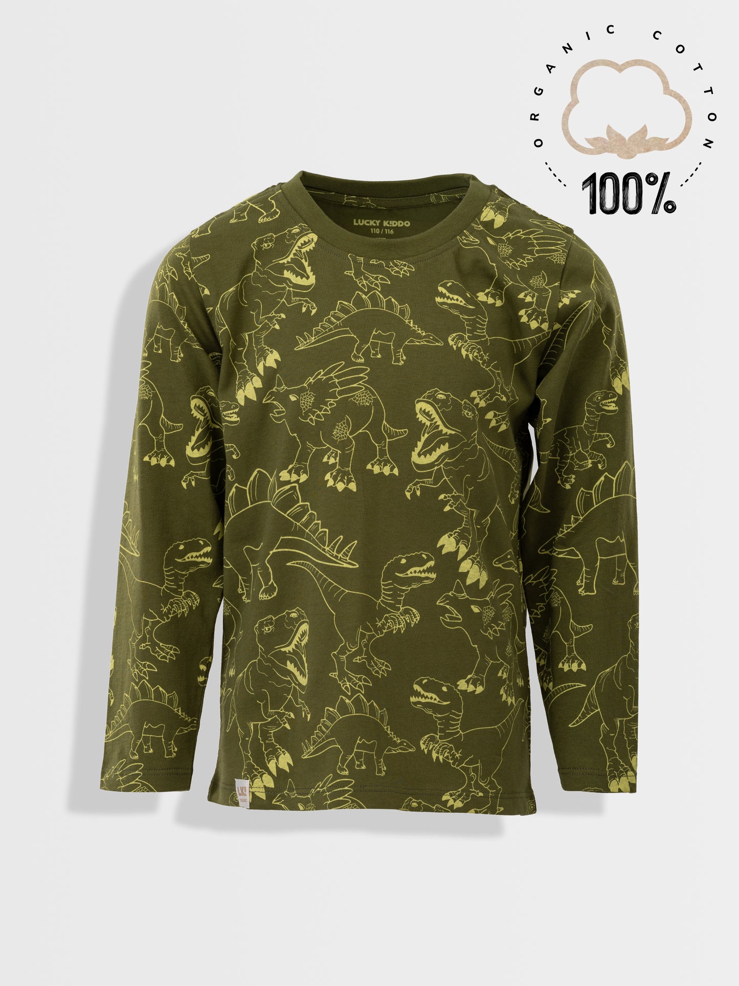 Fiú hosszú ujjú Dark Green Dino