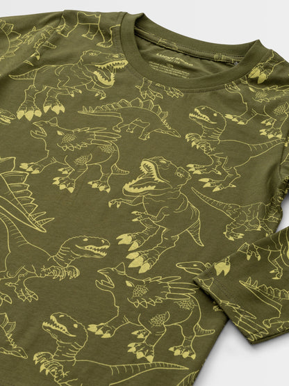 Fiú hosszú ujjú Dark Green Dino