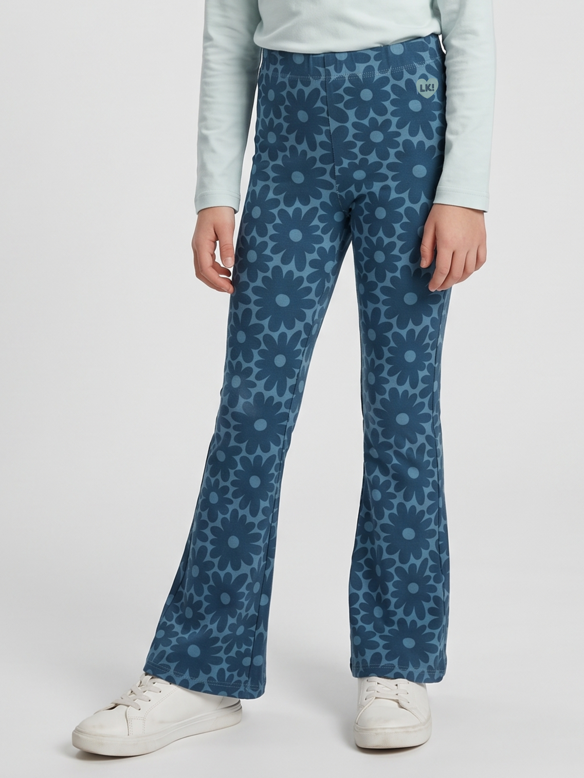 Flowers Blue | Bővülő szárú lányka leggings