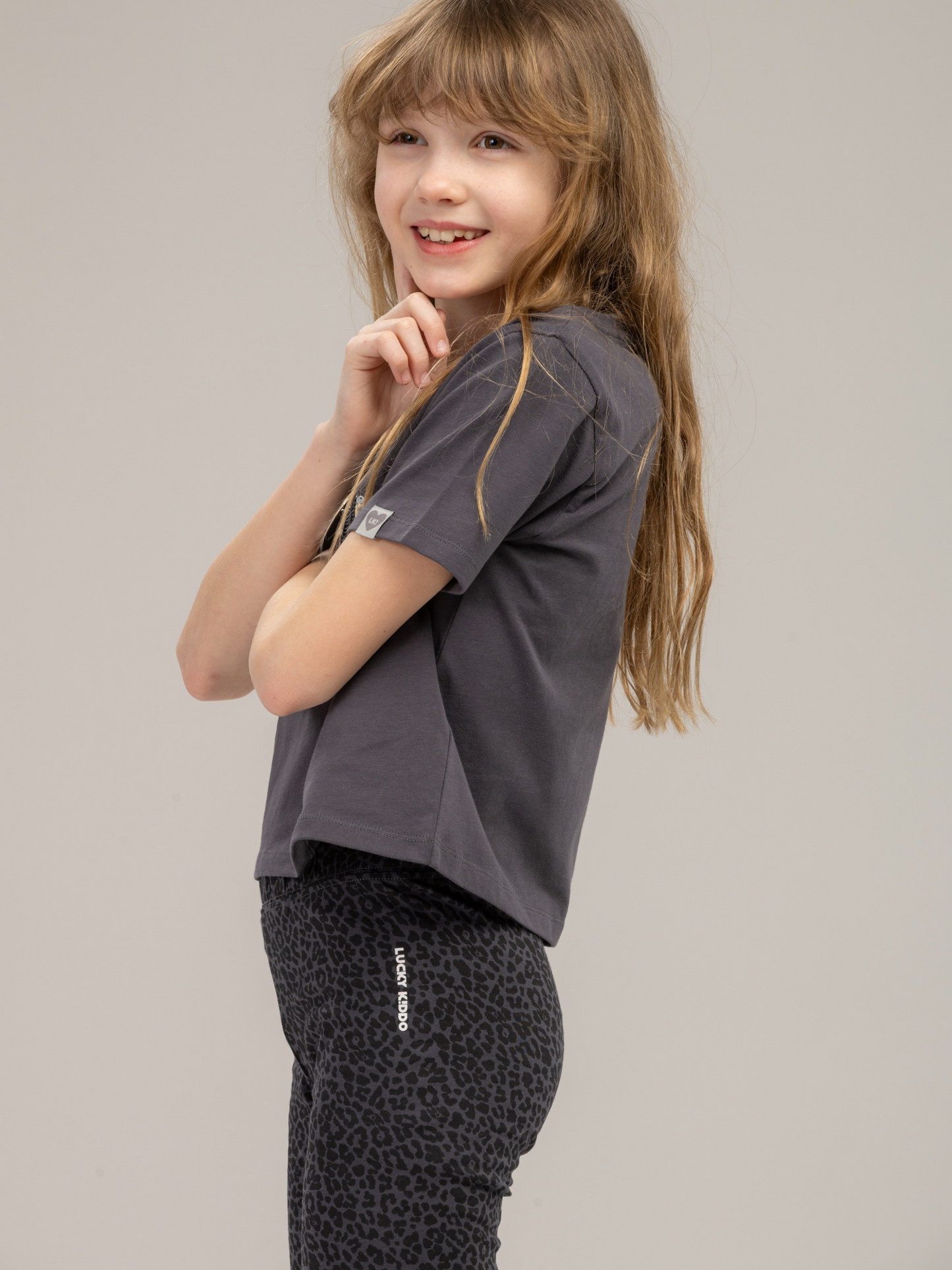 Antracit Leo | Lányka leggings