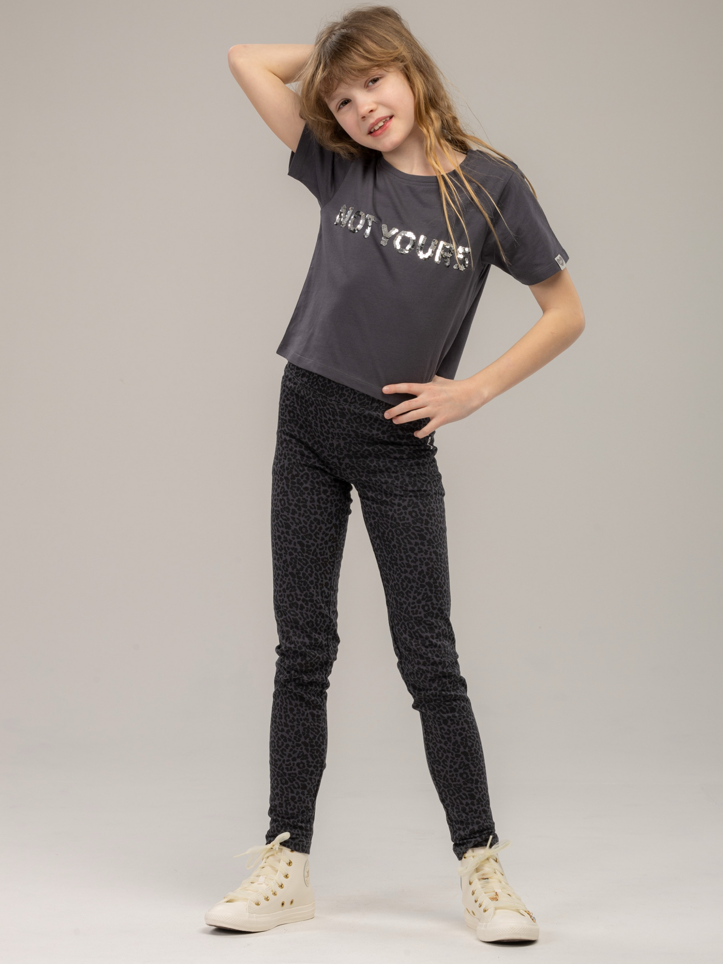 Antracit Leo | Lányka leggings