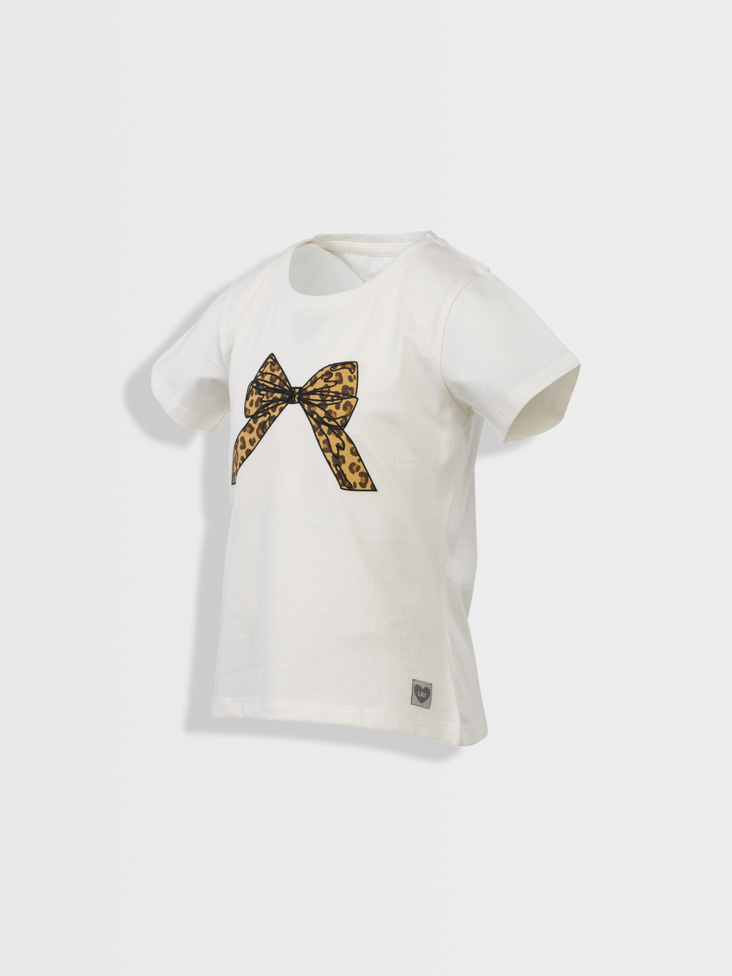 Leopard Bow Off White | Rövid ujjú póló lányoknak