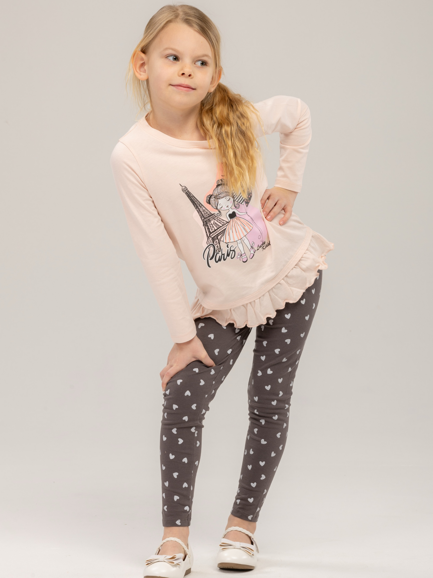 Paris Grey Hearts | Lányka leggings