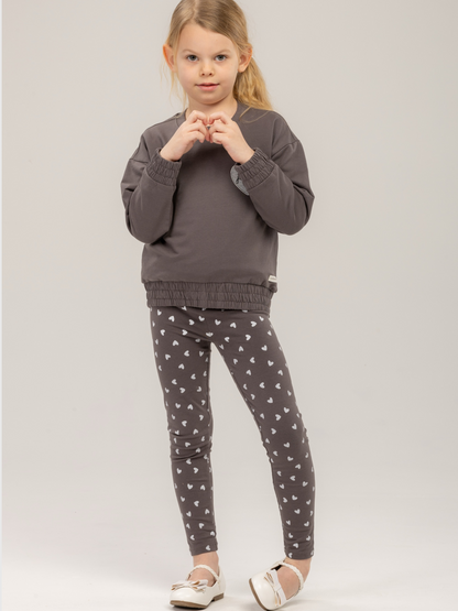 Paris Grey Hearts | Lányka leggings
