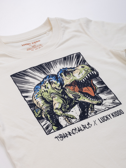 Star White T-Rex | Rövid ujjú póló fiúknak