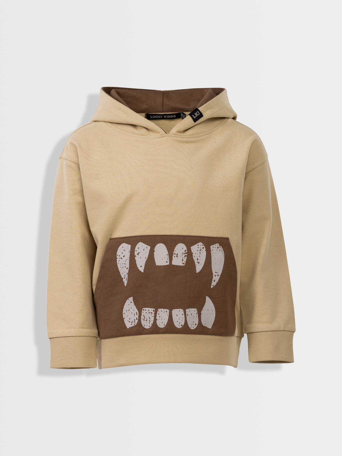 Beige Brown Teeth | Kapucnis fiú pulóver
