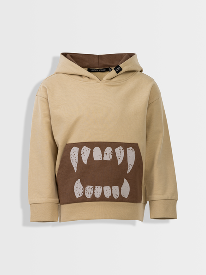 Beige Brown Teeth | Kapucnis fiú pulóver