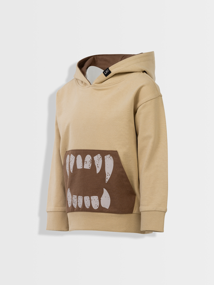 Beige Brown Teeth | Kapucnis fiú pulóver