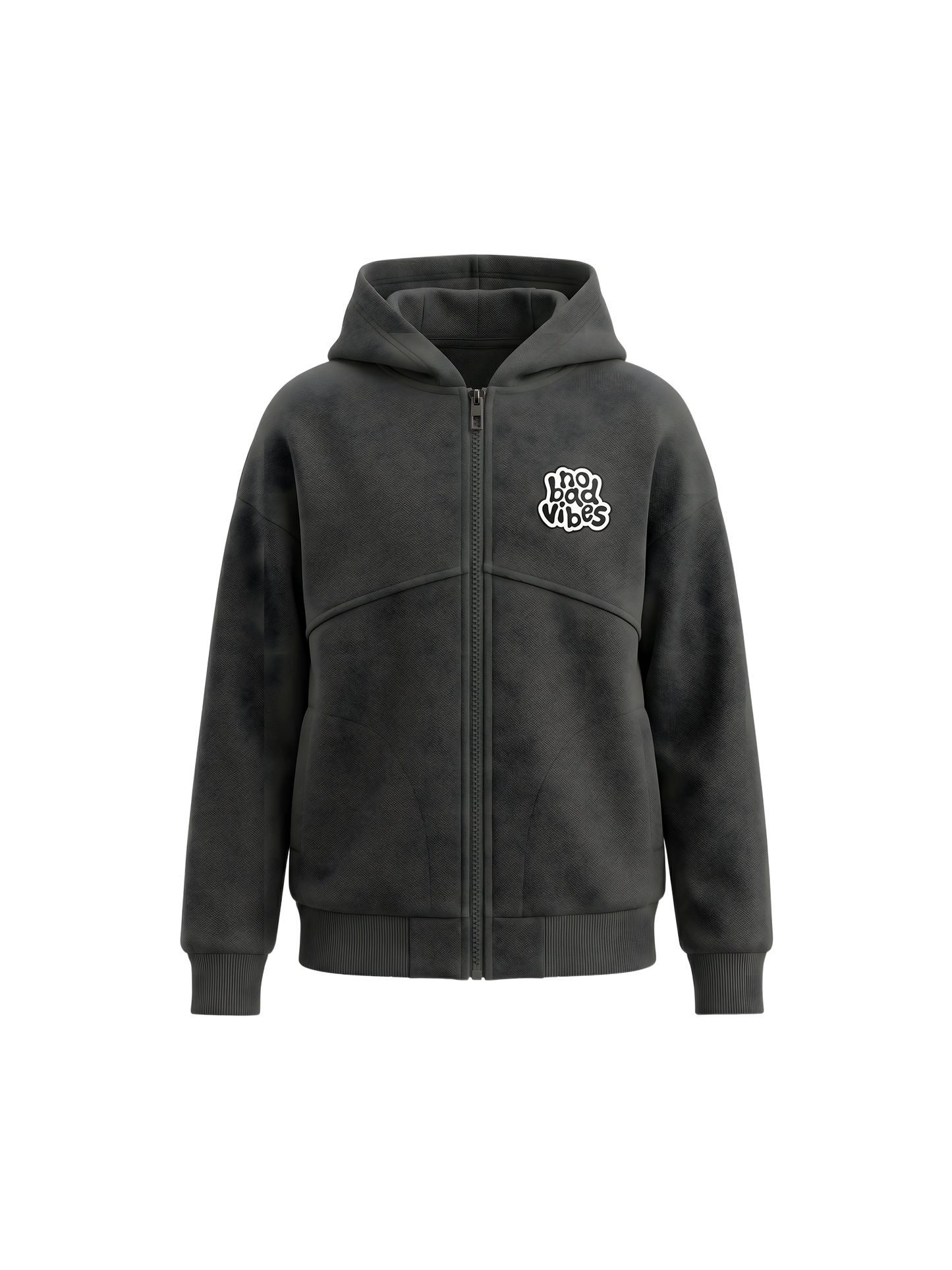 Grey No Bad Vibes | Kapucnis dzseki fiúknak - oversized szabás