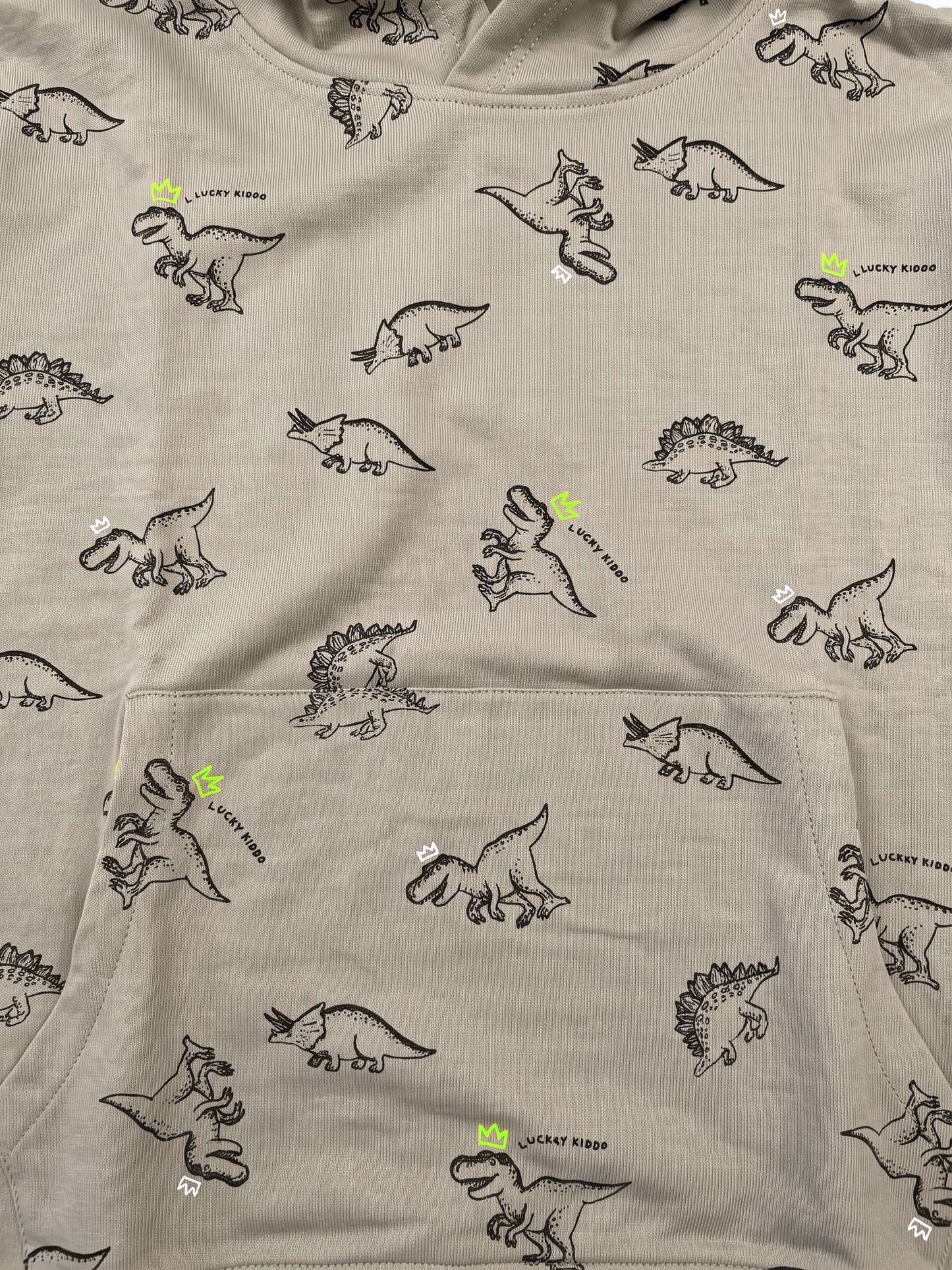 Beige Dinosaurs | Kapucnis pulóver fiúknak - klasszikus szabás