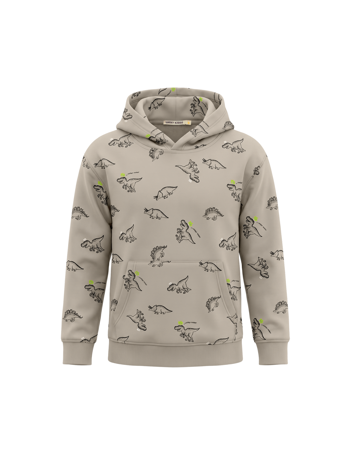 Beige Dinosaurs | Kapucnis pulóver fiúknak - klasszikus szabás