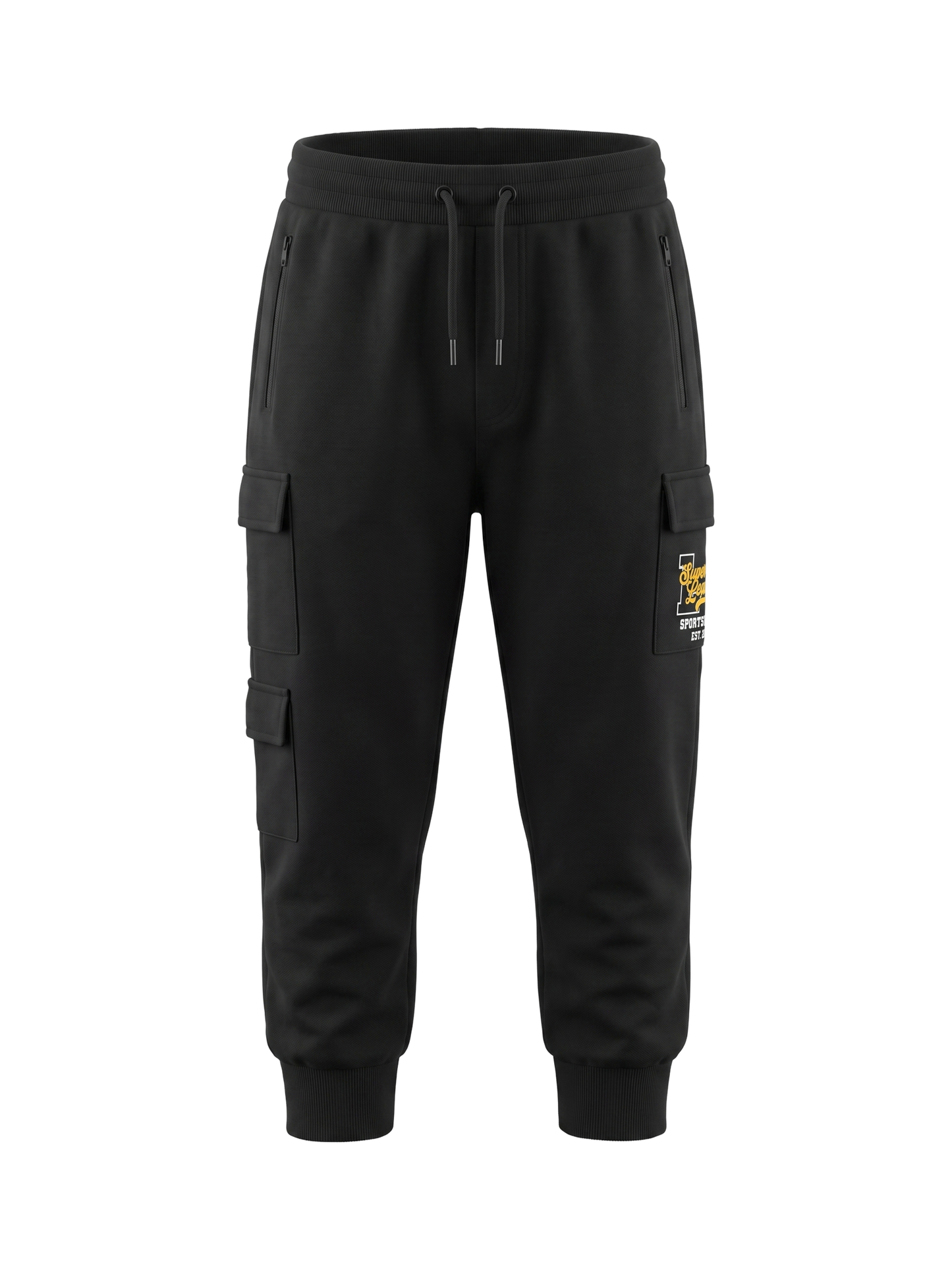 Black Cargo Vibe | Cargo fiú melegítőnadrág - laza szabás