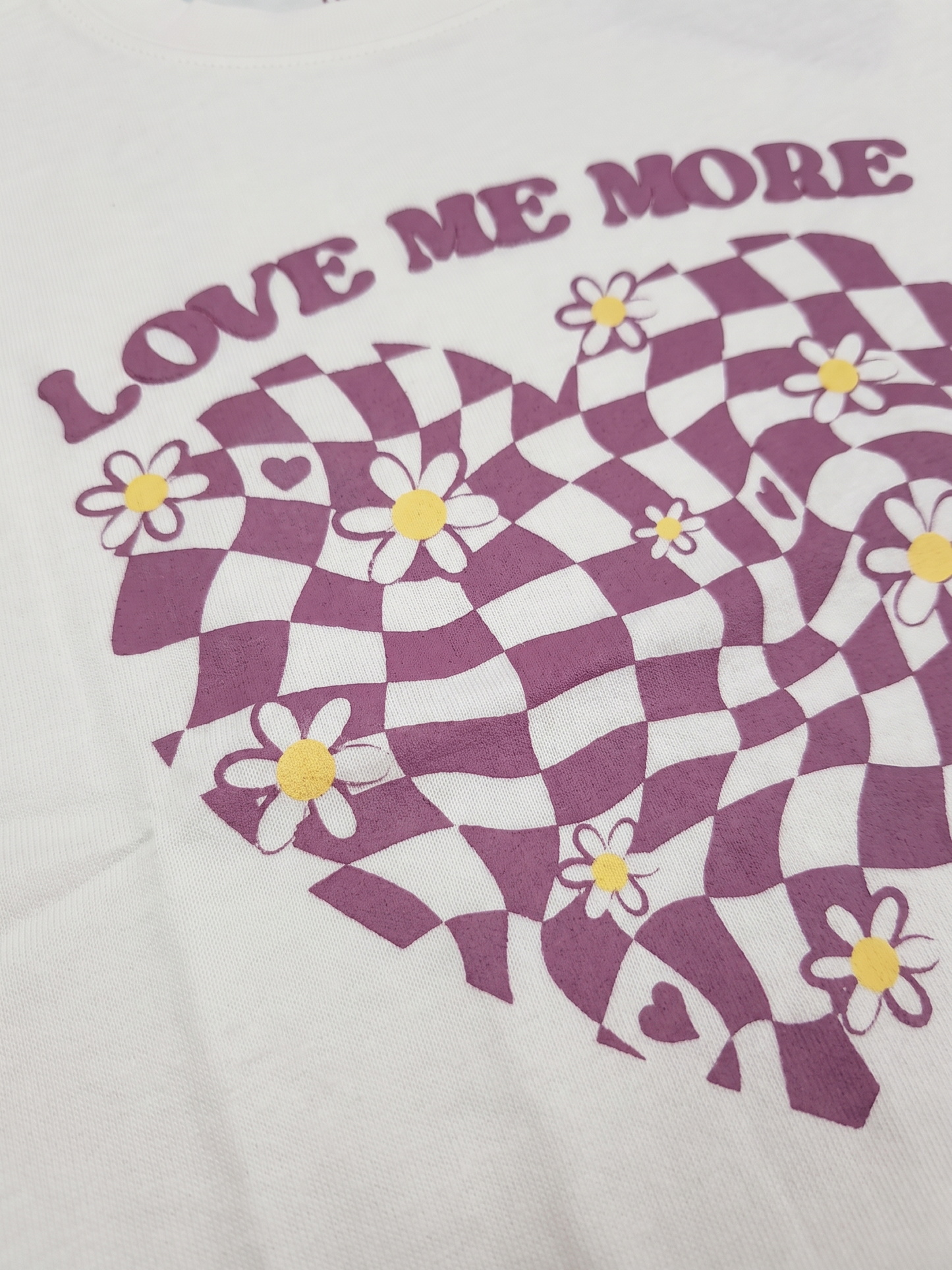 White Checker Heart | Rövid ujjú póló lányoknak - oversized szabás