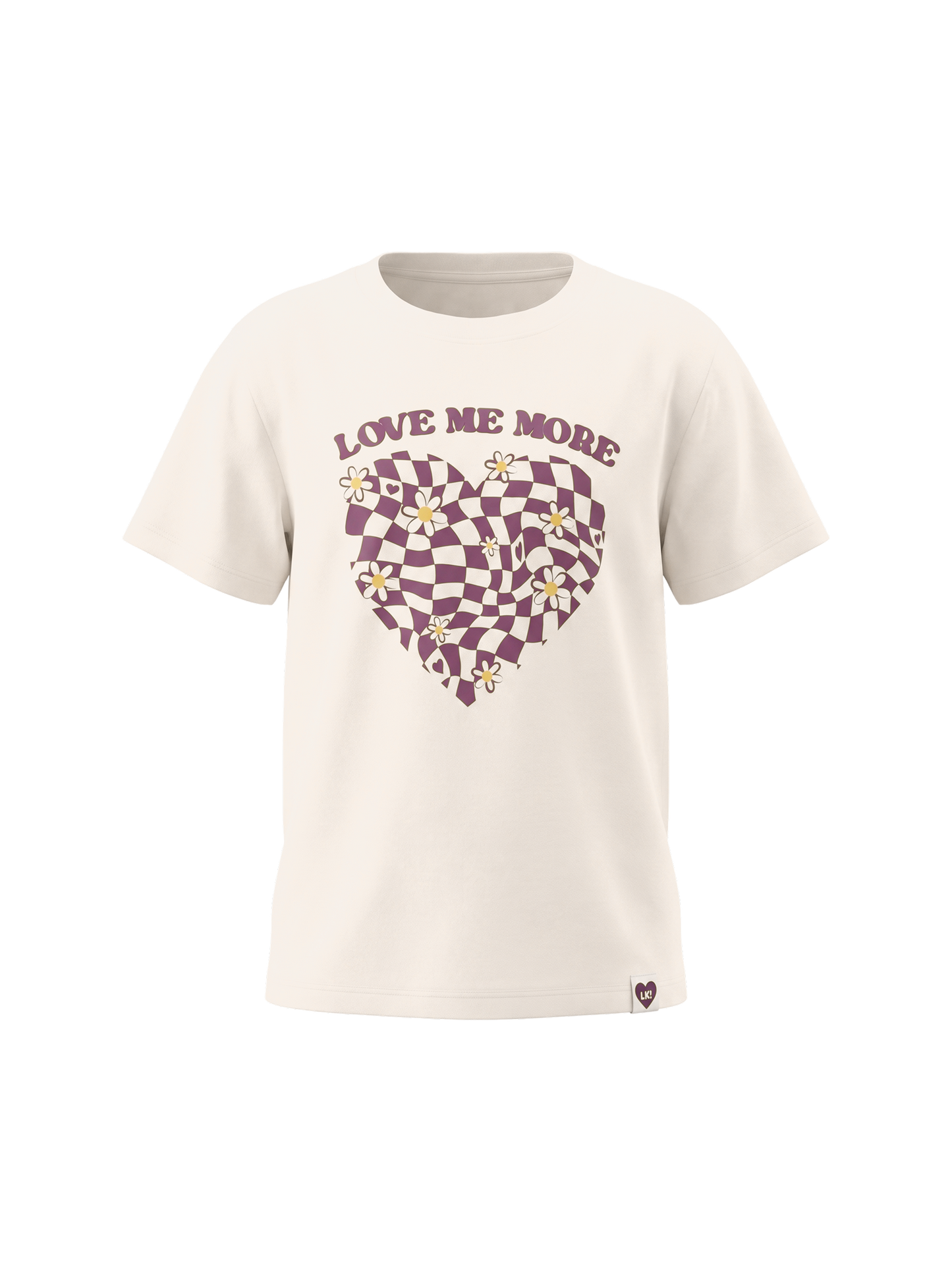 White Checker Heart | Rövid ujjú póló lányoknak - oversized szabás