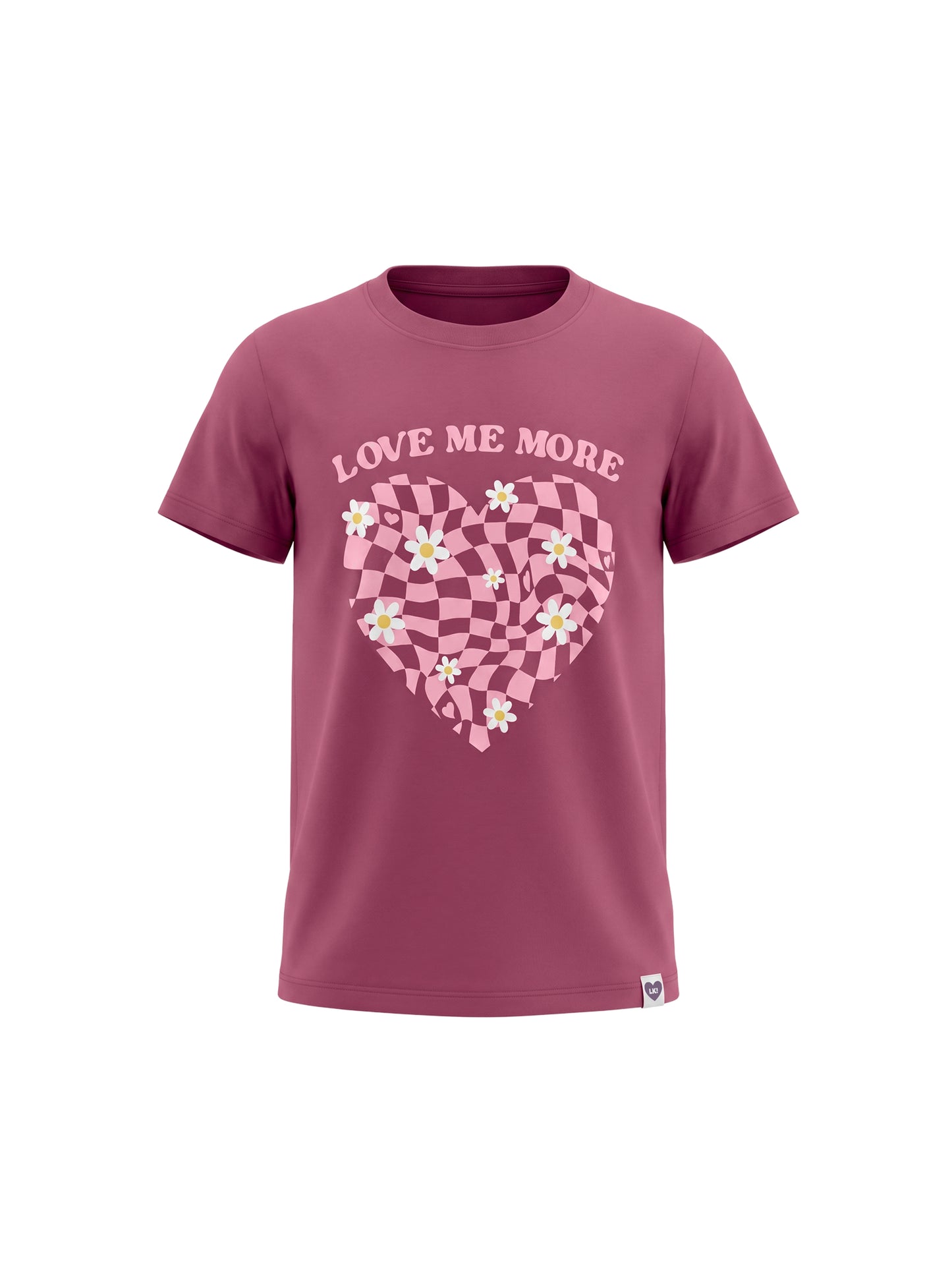 Raspberry Checker Heart | Rövid ujjú póló lányoknak - oversized szabás