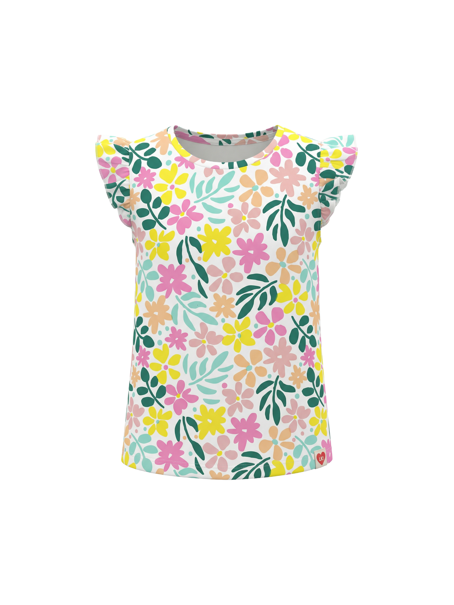 Pastel Flower Flutter | Rövid ujjú póló lányoknak
