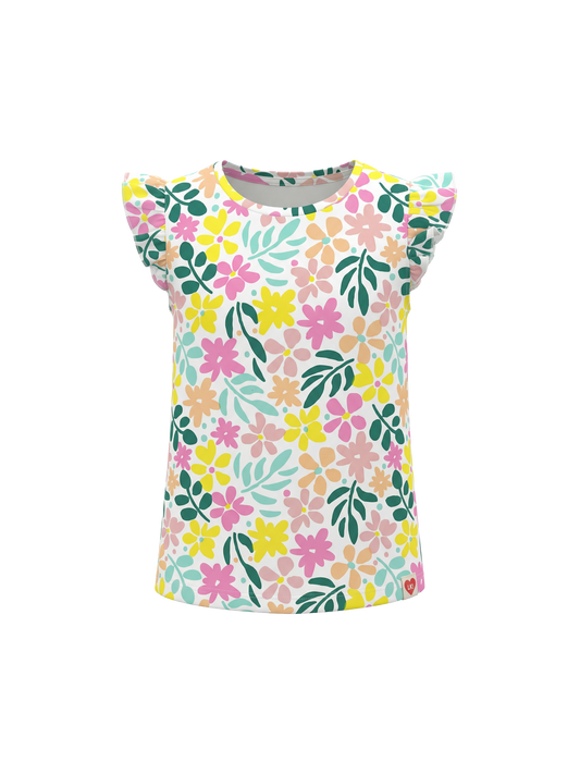 Pastel Flower Flutter | Rövid ujjú póló lányoknak