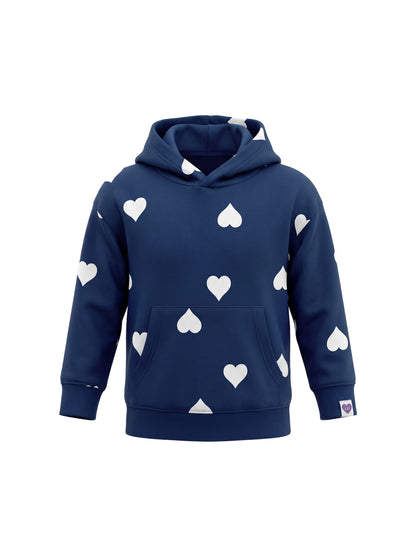 Storm Blue Hearts | Bélelt kapucnis pulóver lányoknak - klasszikus szabás