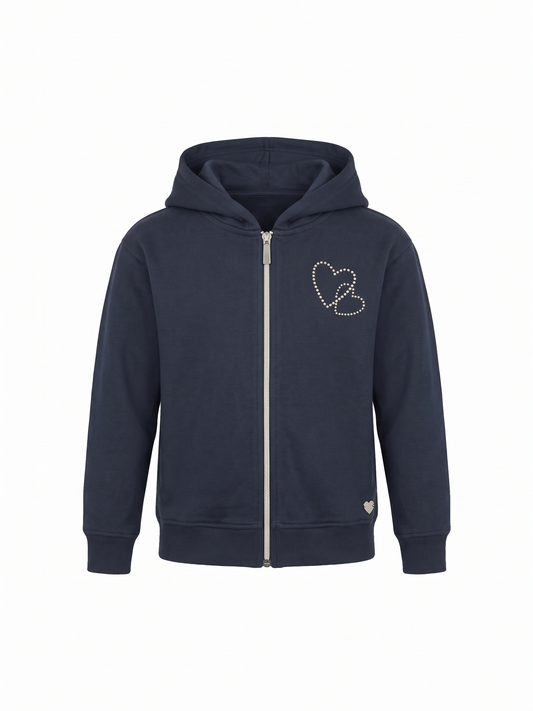 Sparkle Heart | Lány cipzáras kapucnis pulóver - laza szabás