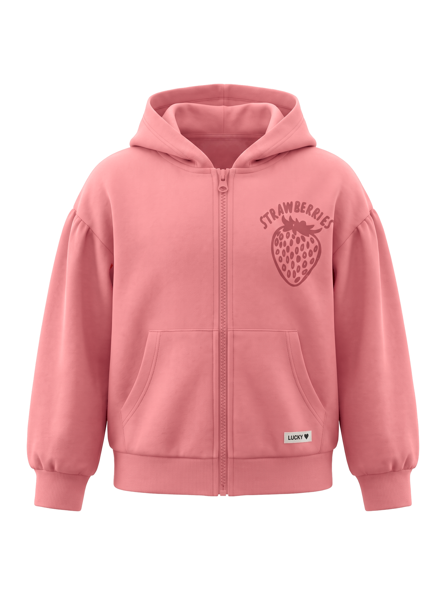 Peach Strawberries | Kapucnis dzseki lányoknak - oversized szabás