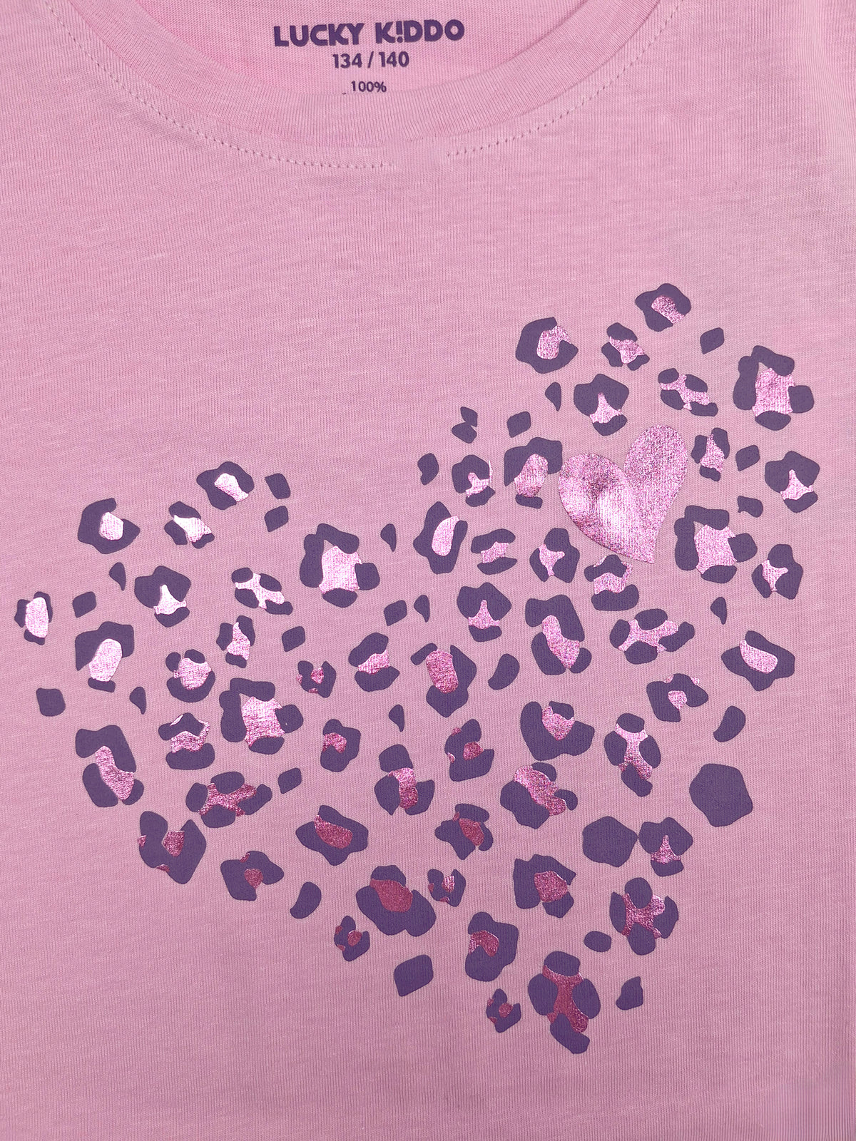 Pink Leopard Heart | Hosszú ujjú tunika lányoknak - klasszikus szabás
