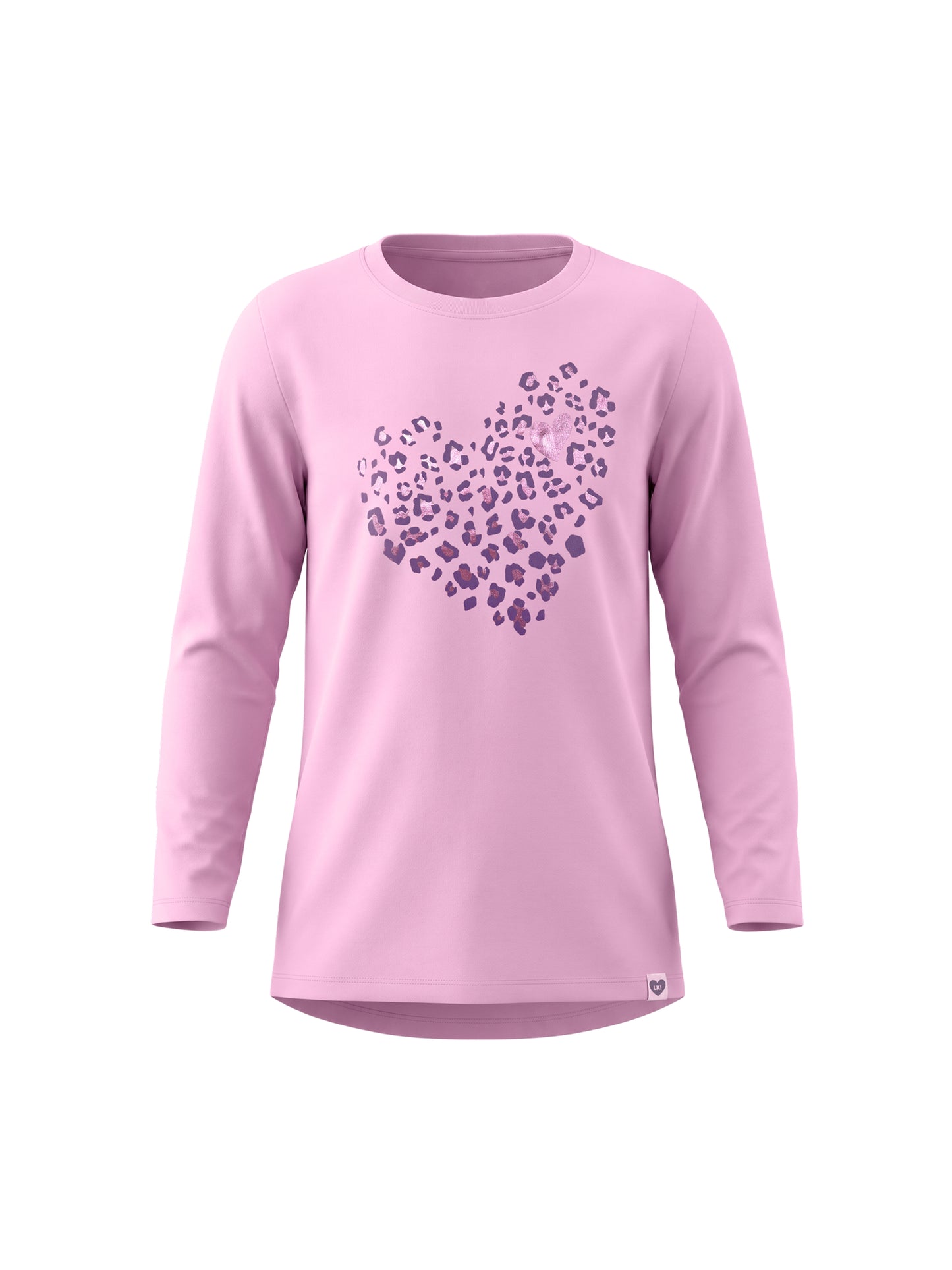 Pink Leopard Heart | Hosszú ujjú tunika lányoknak - klasszikus szabás
