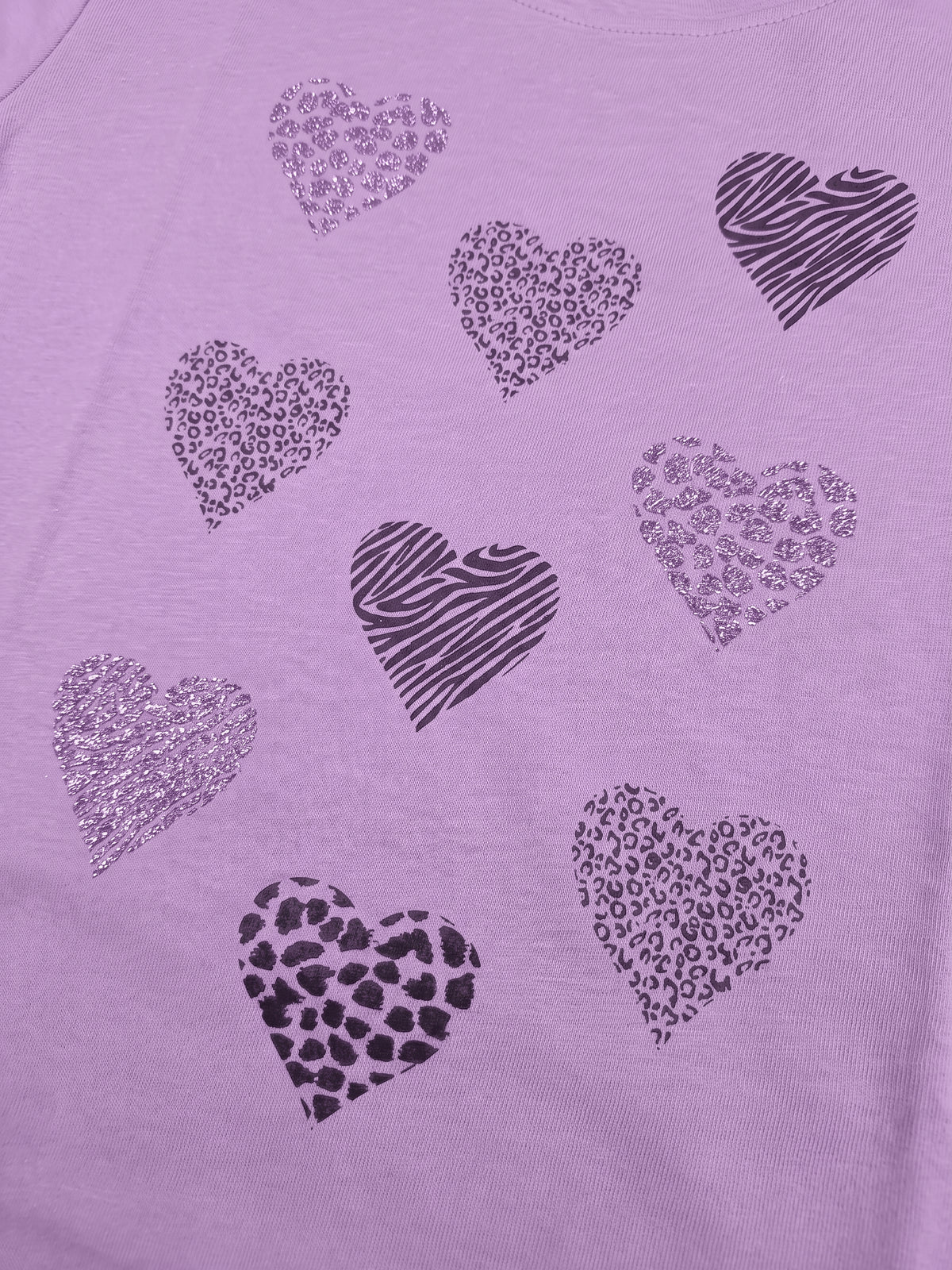 Lilac Shiny Hearts | Hosszú ujjú tunika lányoknak - klasszikus szabás