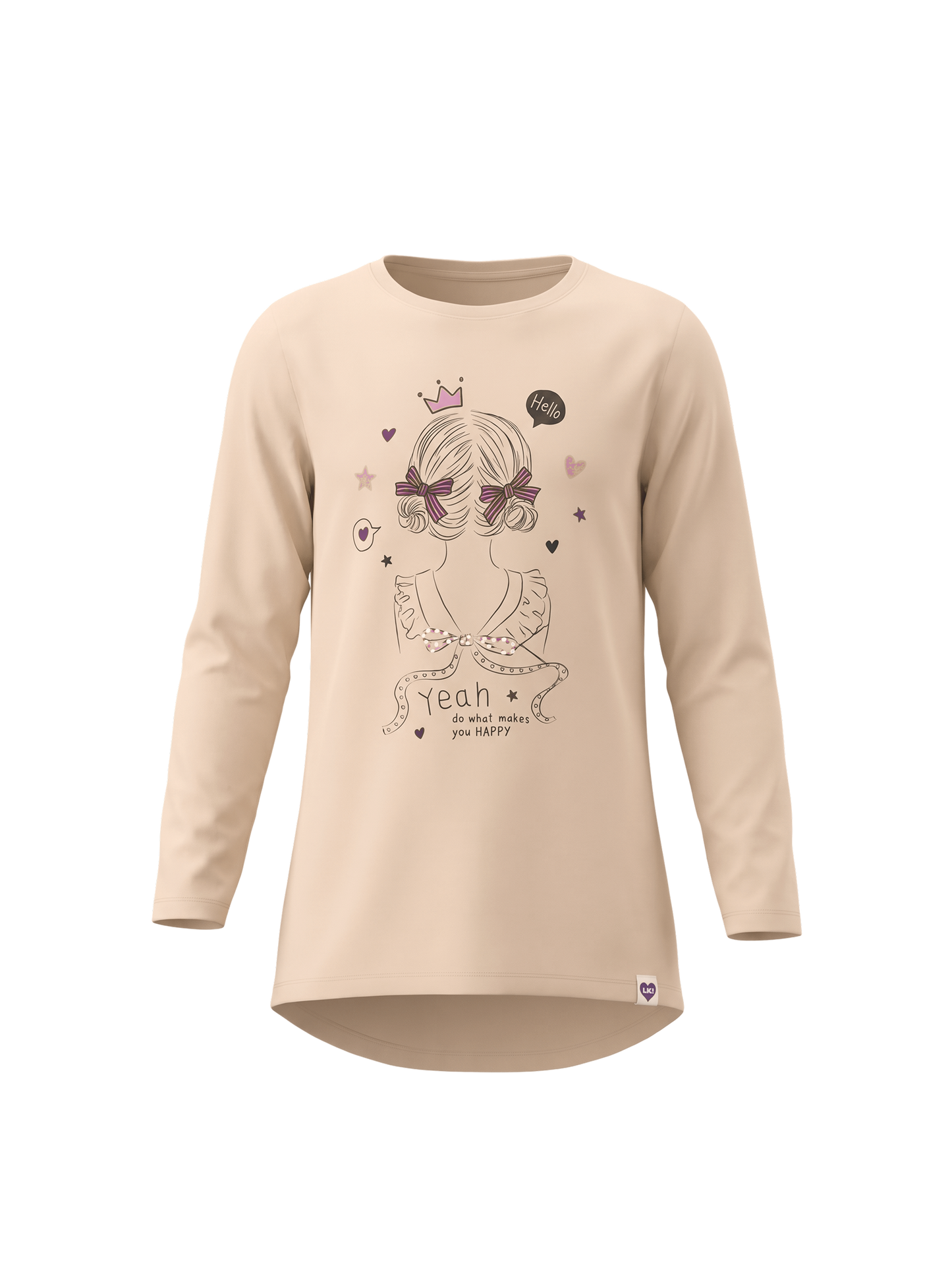 Beige Happy Girl | Tunika lányoknak - klasszikus szabás