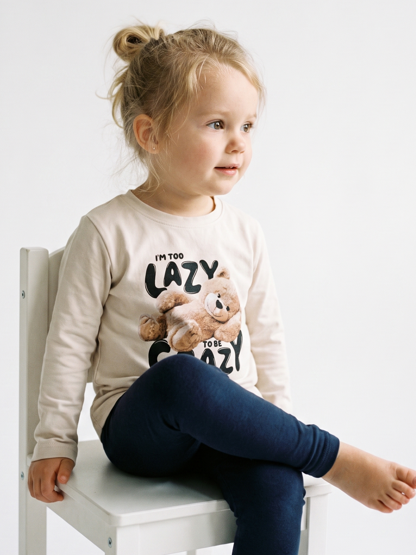 White Lazy Teddy | Póló lányoknak - laza szabás