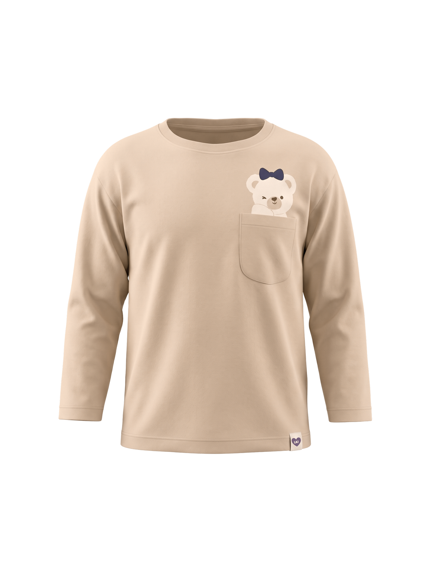Beige Pocket Teddy | Póló lányoknak - laza szabás