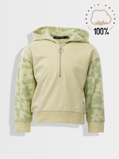 Lány félcipzáras kapucnis pulóver Aloe Wash